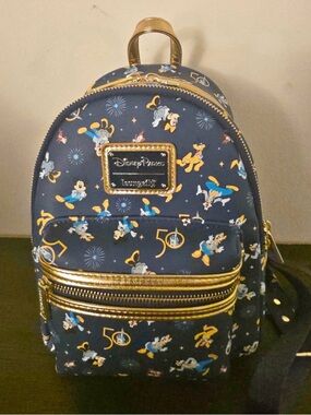 Disney Parks Loungefly 50th Anniversary Mini Backpack - Navy & Gold